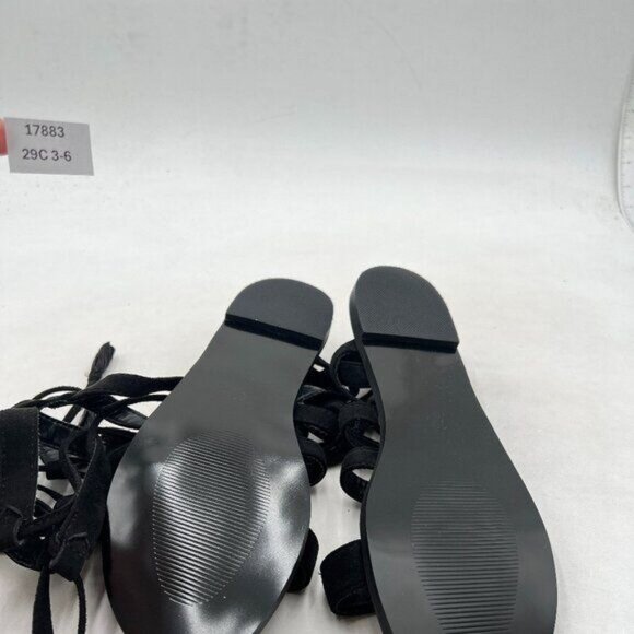 YDN Women Sexy Knee High Lace up Flats Fringe Low Heel Gladiator Strap Sandals - Picture 7 of 8